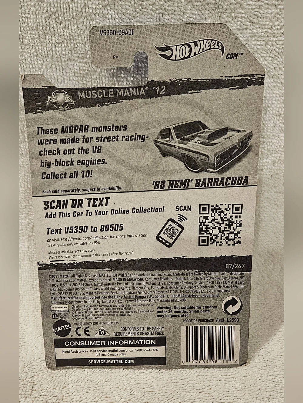 HOT WHEELS 68 HEMI BARRACUDA - ERROR